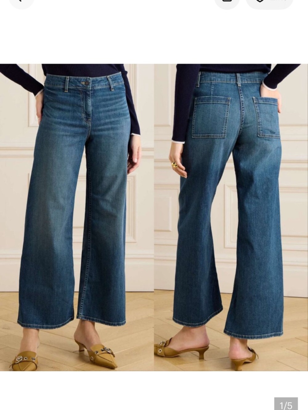 Nili Lotan Megan Wide Leg Jeans in Blue. Women's Size 28